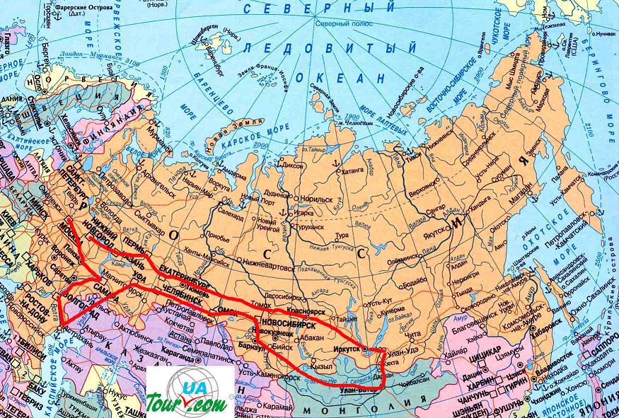 The total route of the expedition is marked on the map