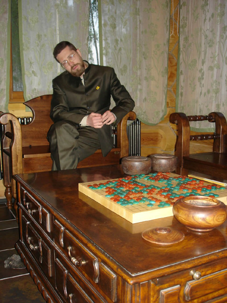 Go Game in Russia. Igor Grishin, the President of The Go Federation, plays a Go game